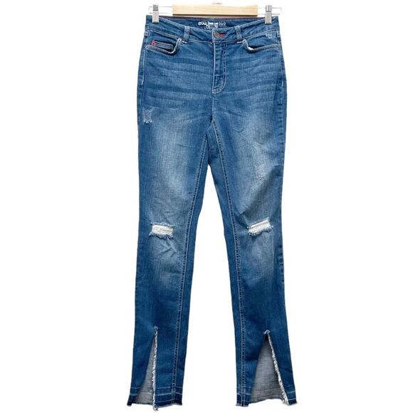 Peace Love World Girlfriend Jeans Front Slit Straight Medium Wash Womens Size 28 - Picture 2 of 15